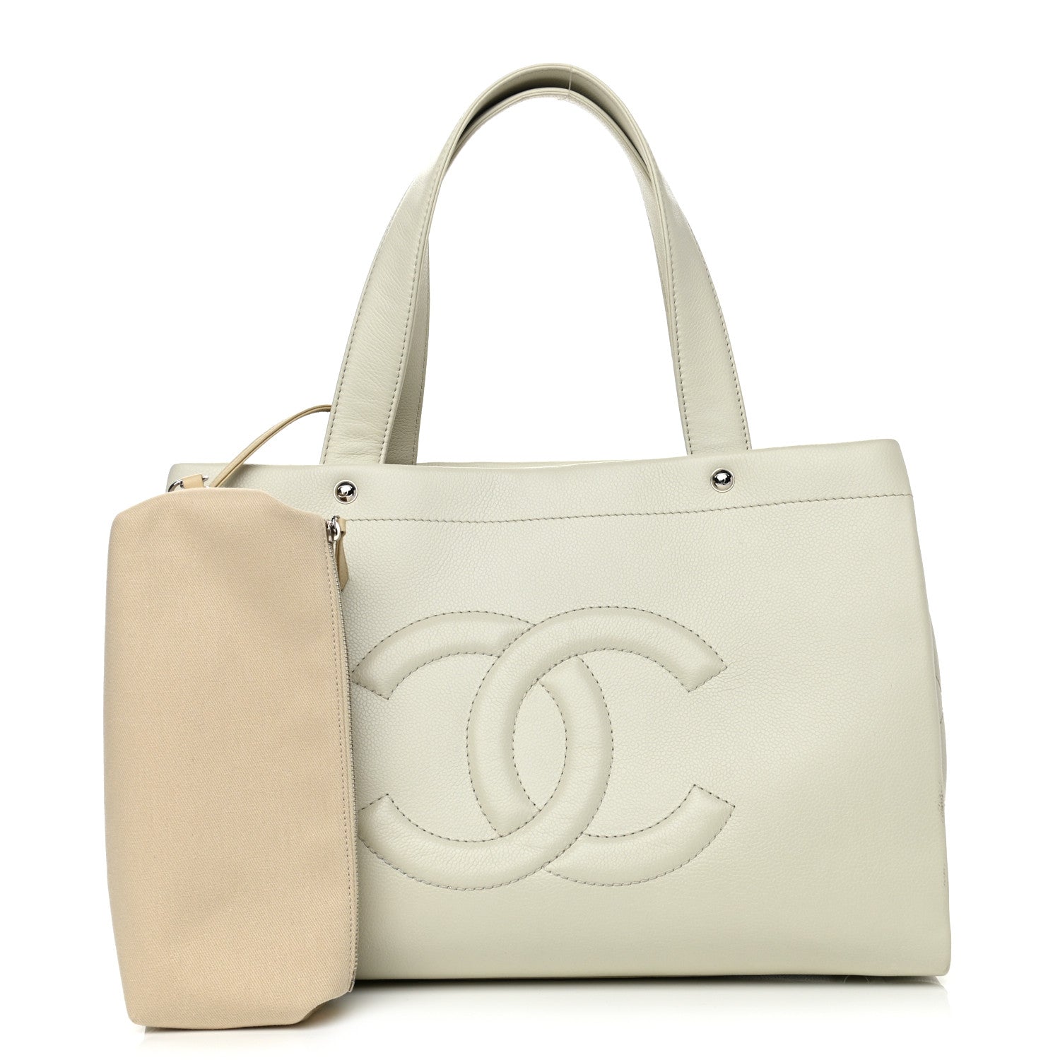 Chanel Caviar CC Tote White 1 of 13