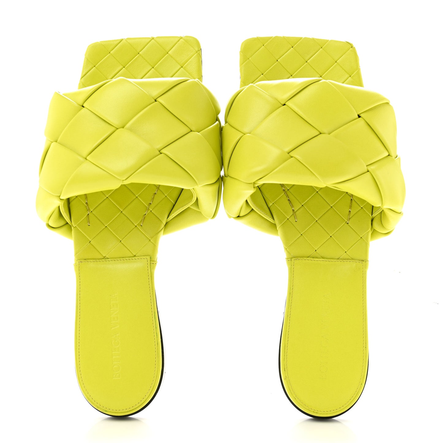 Nappa Maxi Intrecciato Lido Flat Sandals 38.5 Kiwi