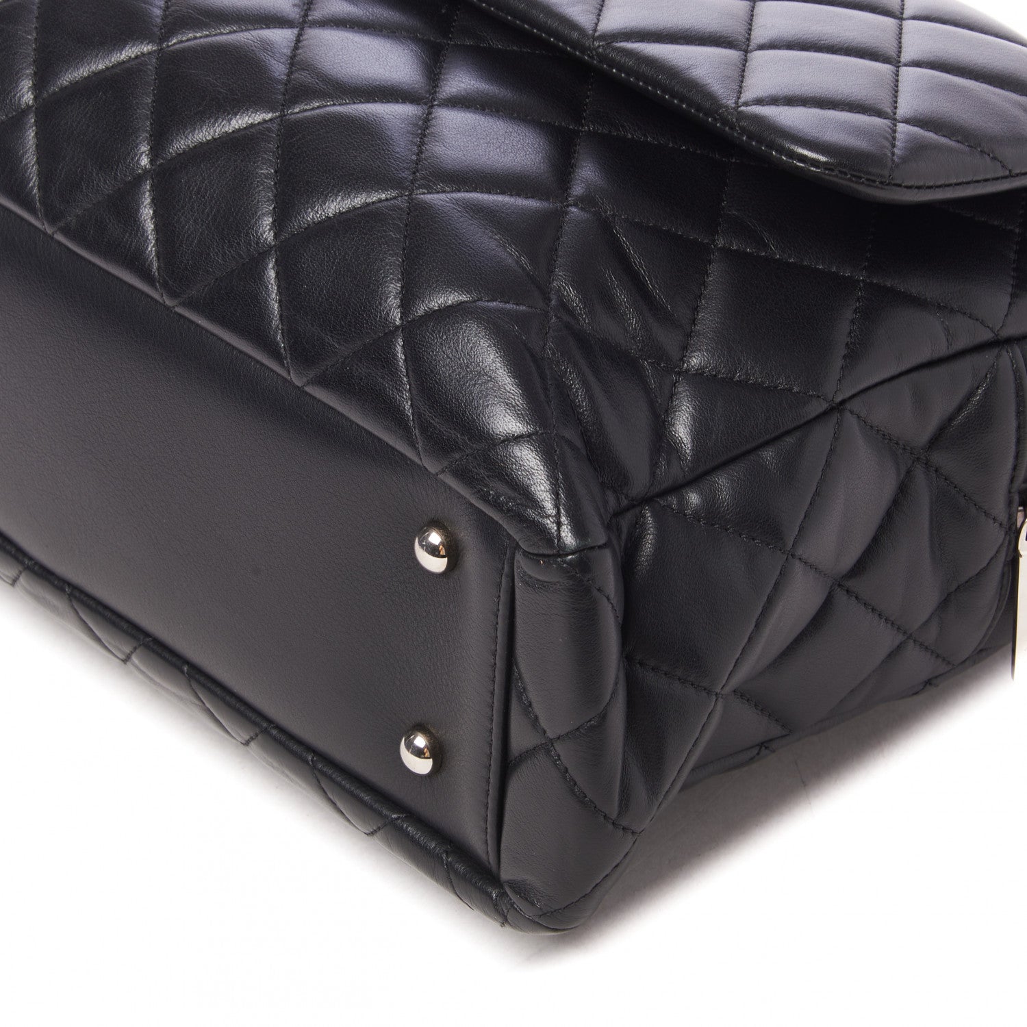 Chanel Lambskin Quilted Bowler Flap Shoulder Bag Black 5 of 9