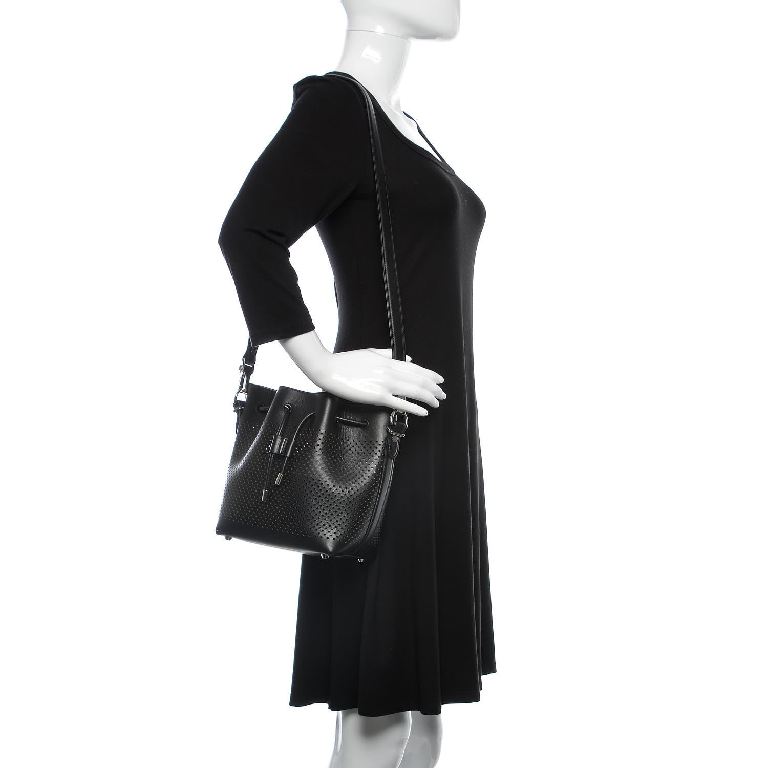 Proenza Schouler Calfskin Perforated Small Bucket Bag Black 2 of 13