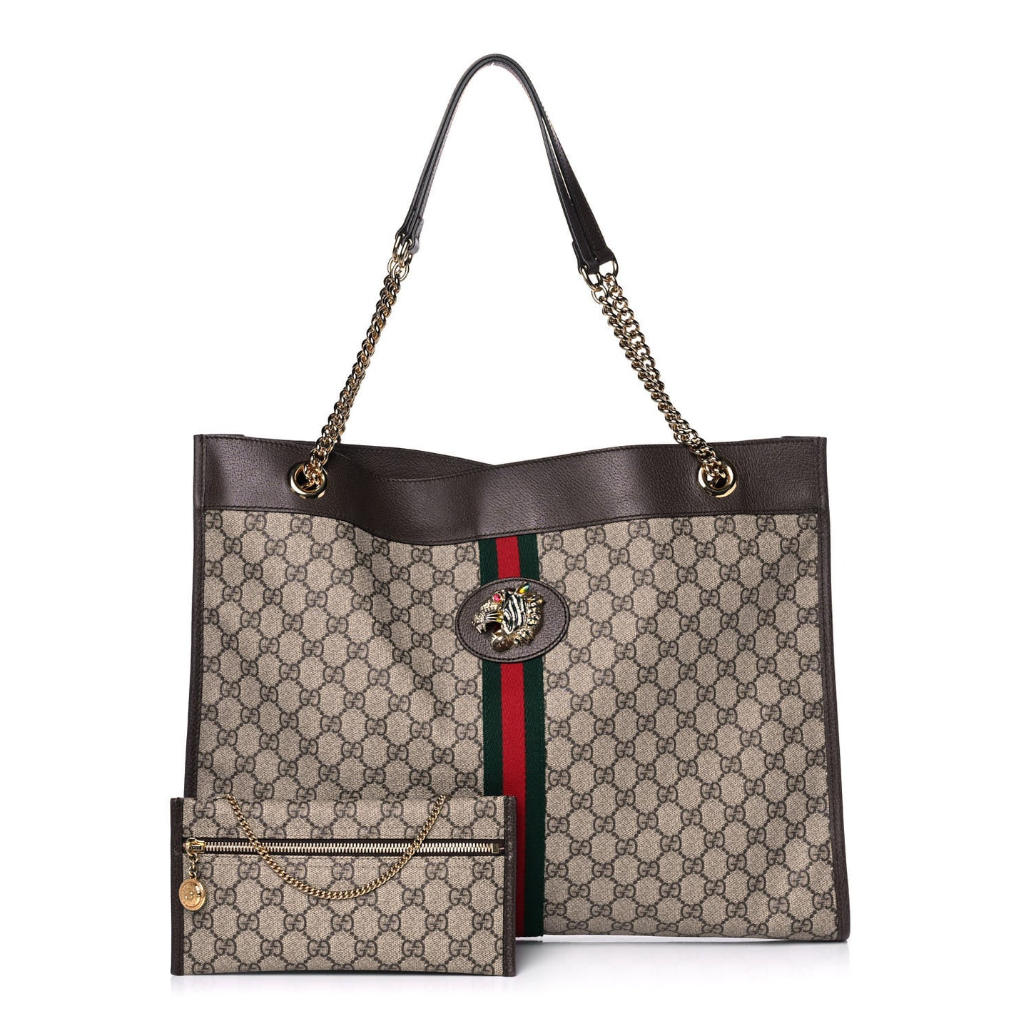 GG Supreme Monogram Large Rajah Chain Tote Beige New Acero