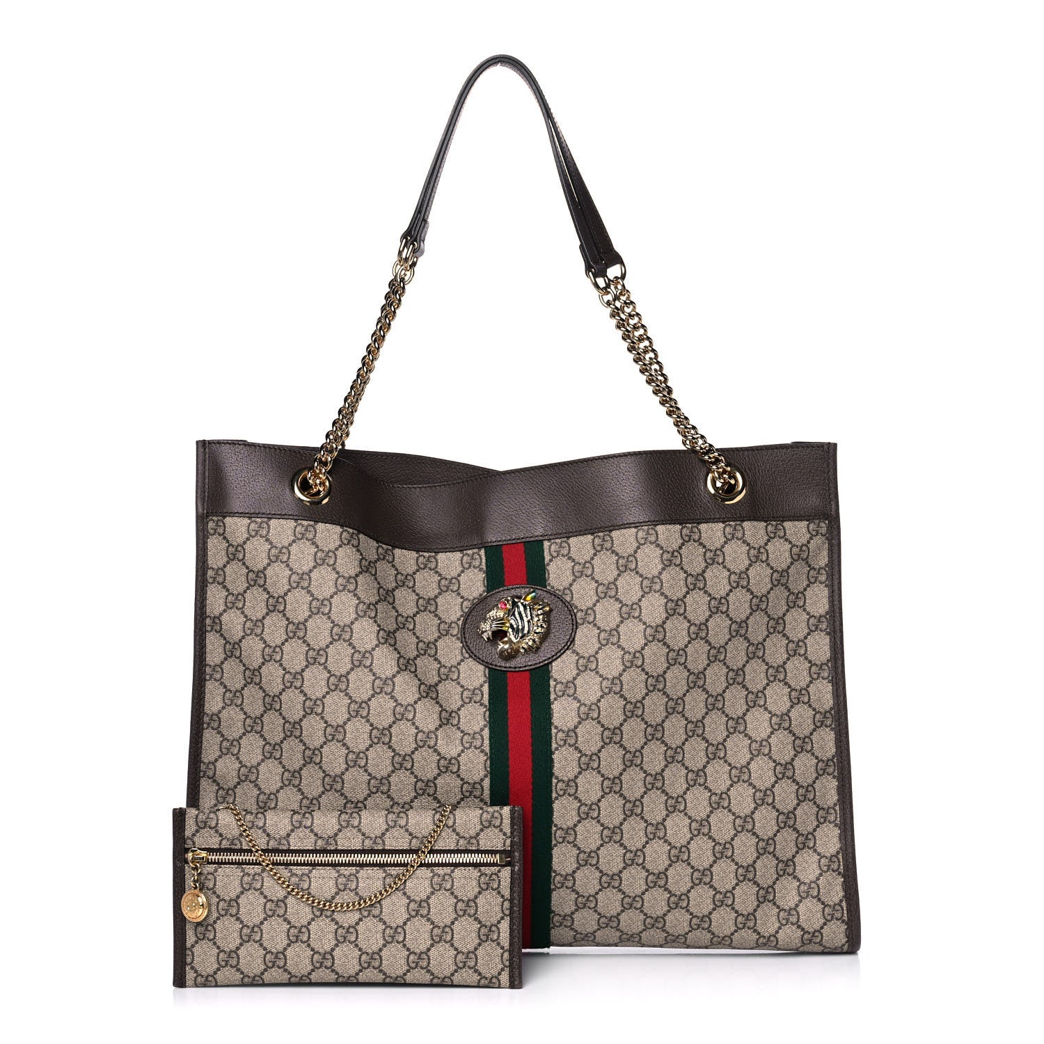 Gucci GG Supreme Monogram Large Rajah Chain Tote Beige New Acero 1 of 14