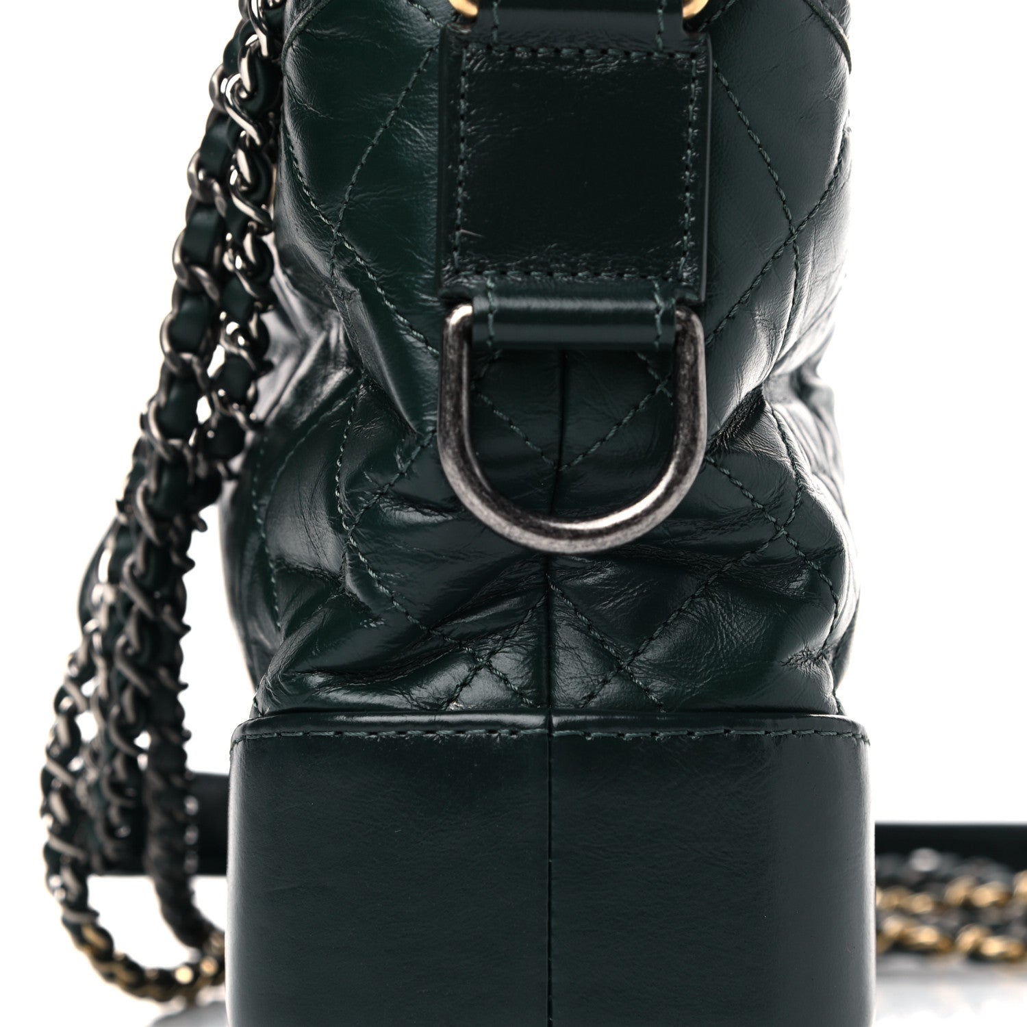 Chanel Aged Calfskin Quilted Small Gabrielle Hobo Dark Green 21 of 22