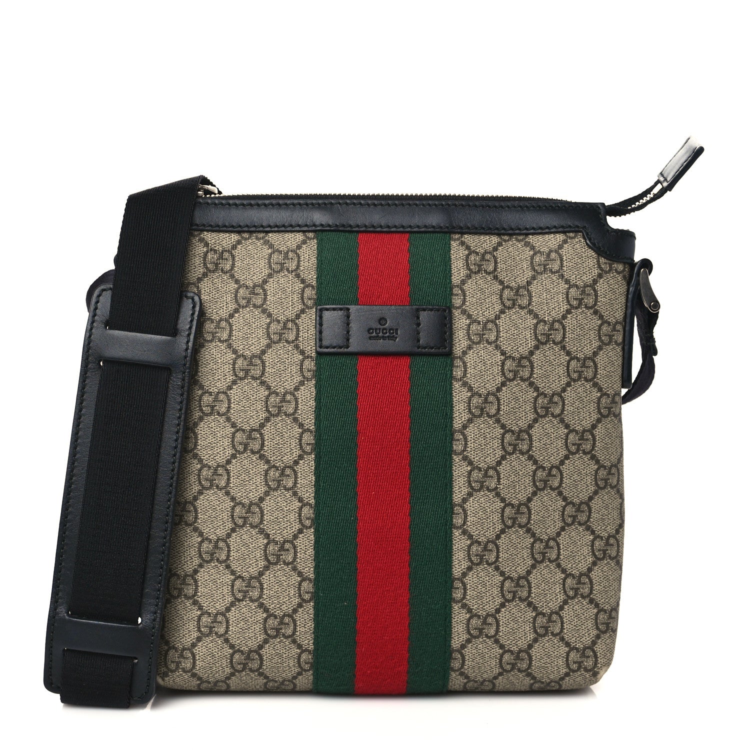 Gucci GG Supreme Monogram Web Messenger Bag Black 1 of 8