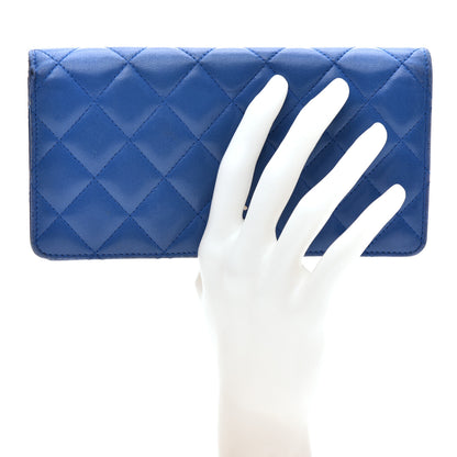 Chanel Lambskin Quilted Yen Wallet Blue 2 of 8