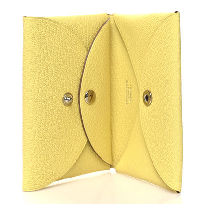 Hermes Chevre Mysore Calvi Duo Card Case Limoncello 5 of 10
