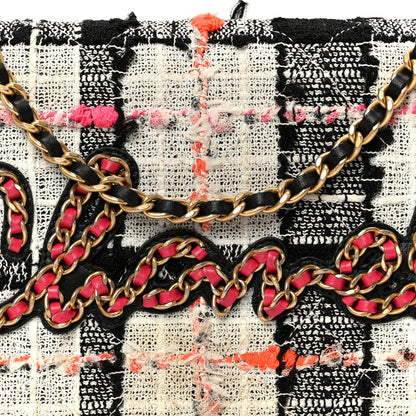Chanel Tweed Calfskin Signe Wallet On Chain WOC Black Pink Orange 9 of 12