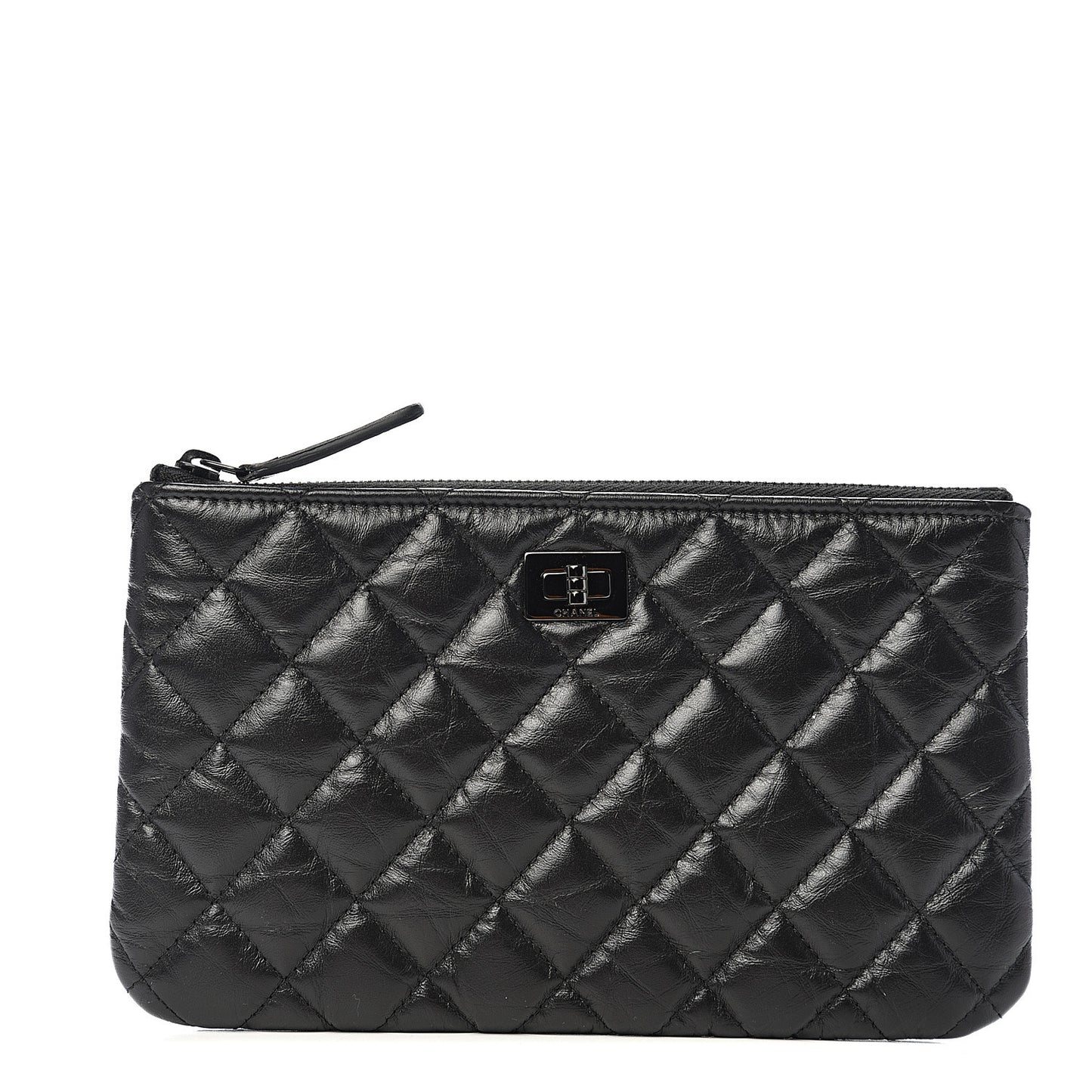 Aged Calfskin Quilted Medium Reissue Cosmetic Case So Black