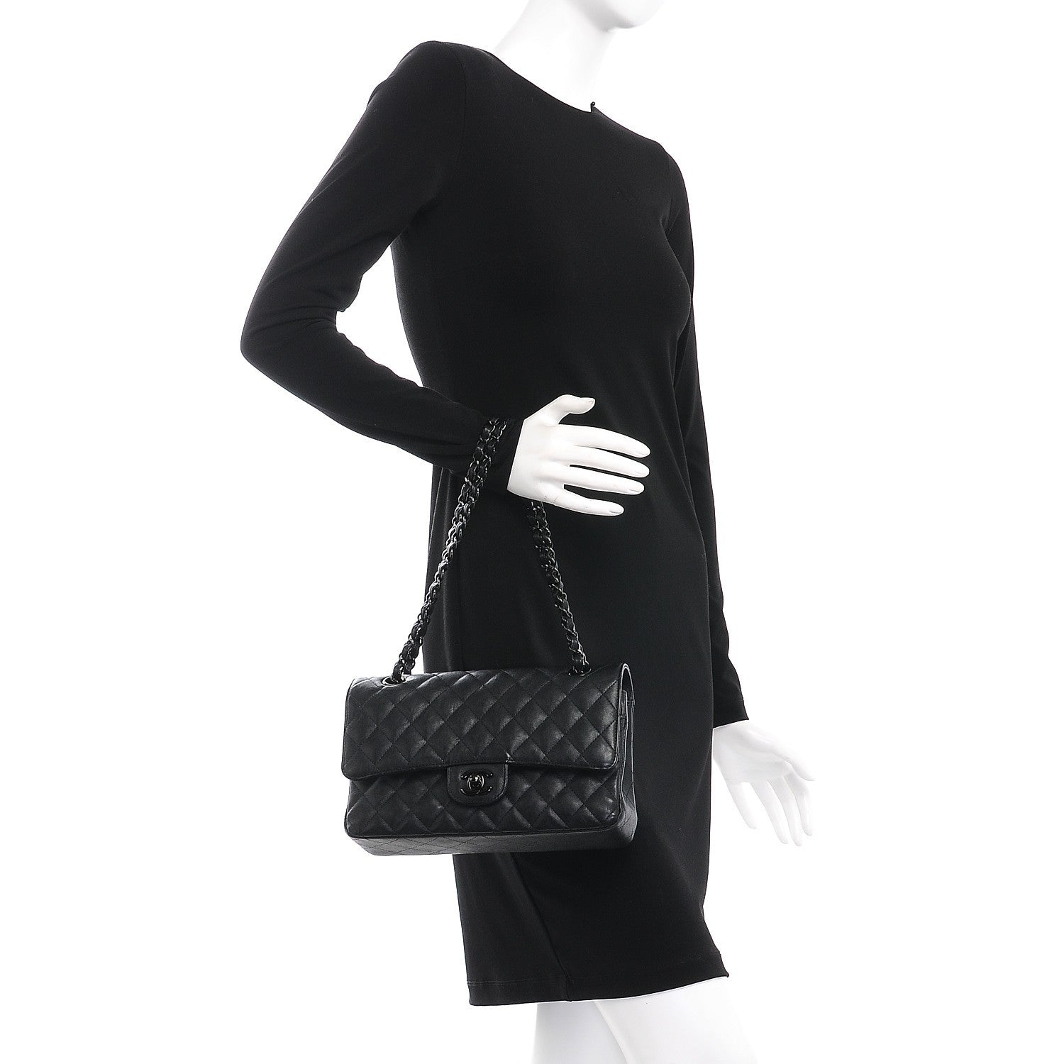Chanel Crumpled Calfskin Quilted Medium Double Flap So Black 2 of 8