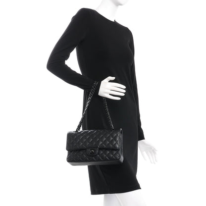 Chanel Crumpled Calfskin Quilted Medium Double Flap So Black 2 of 8