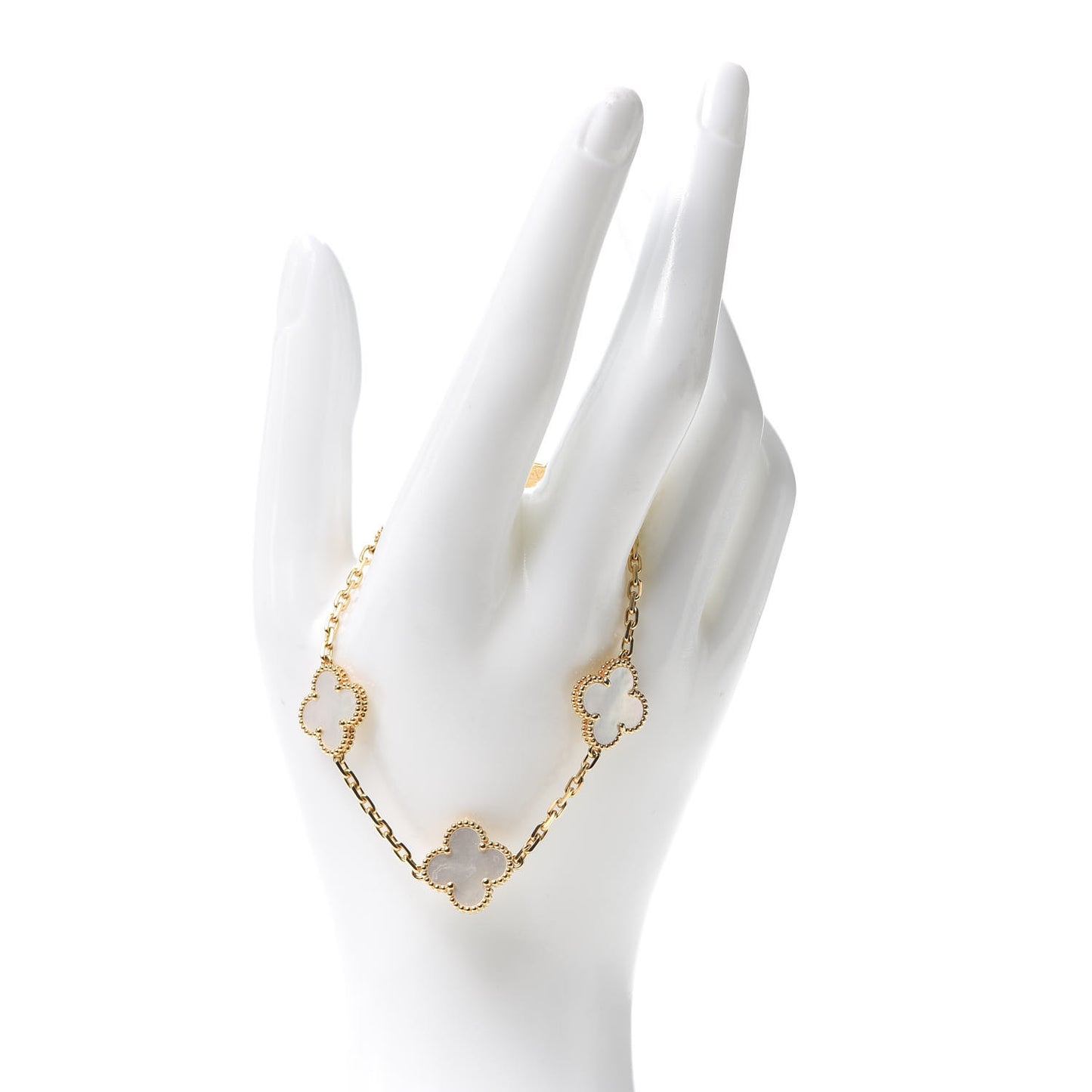 18K Yellow Gold Mother of Pearl 5 Motifs Vintage Alhambra Bracelet