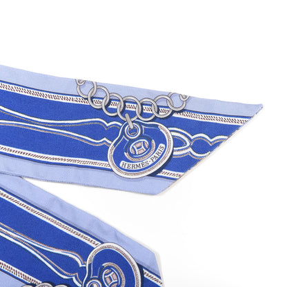 Hermes Silk Maillons Twilly Ciel Bleu Roy Beige 3 of 4