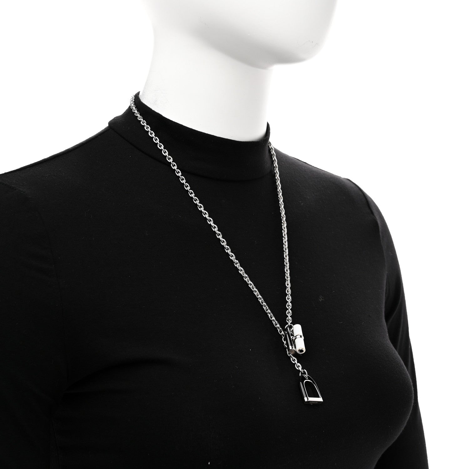 Hermes Palladium Lacquered Etrier Necklace Black 2 of 7