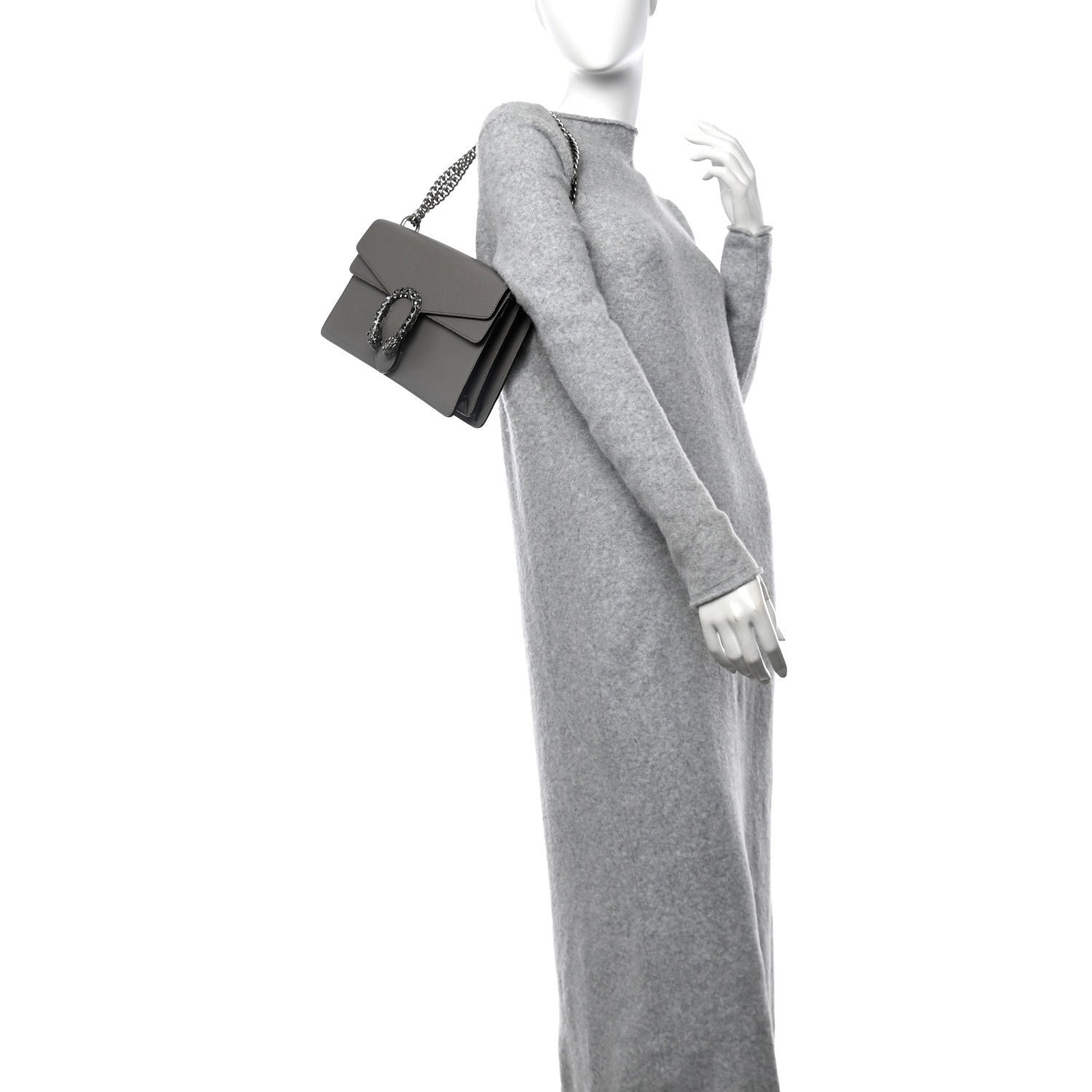 Gucci Pebbled Calfskin Small Dionysus Shoulder Bag Dusty Grey 2 of 12