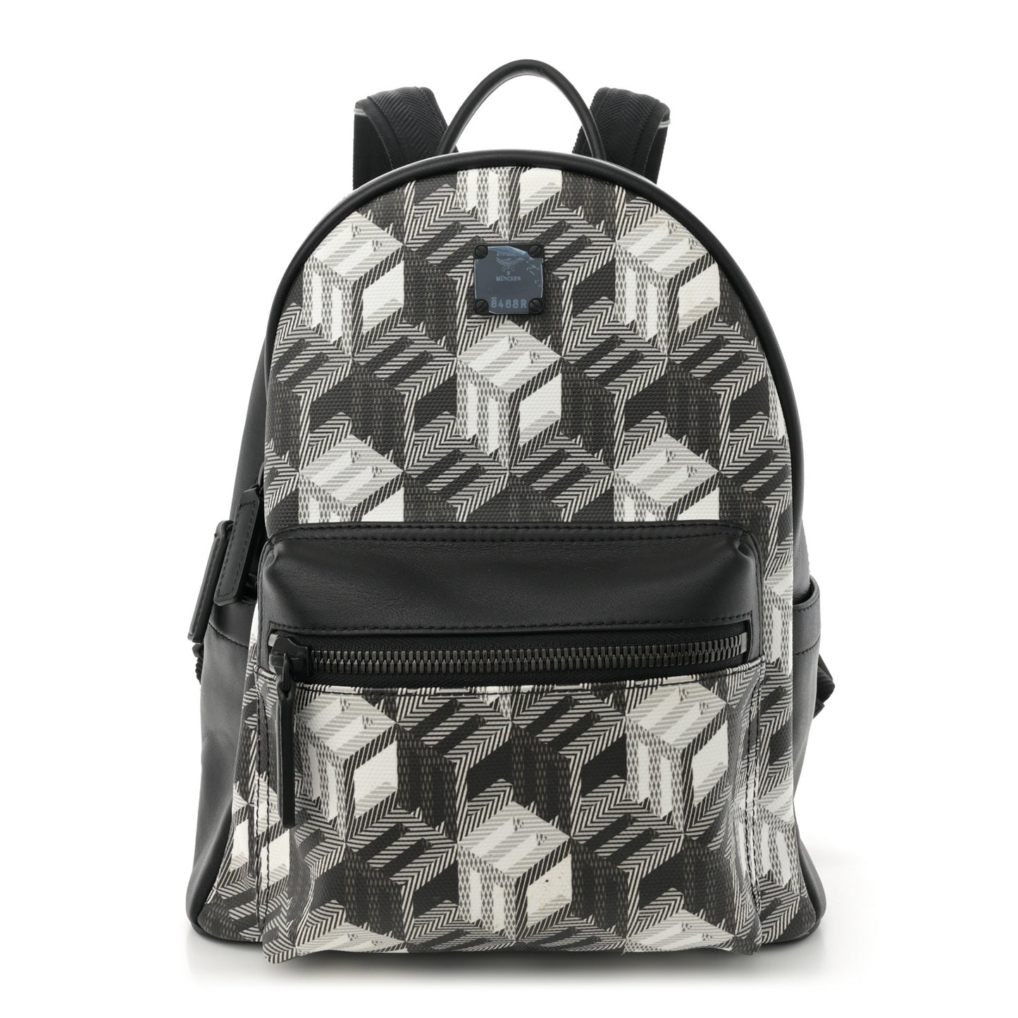 Cubic Monogram Medium Backpack Black White
