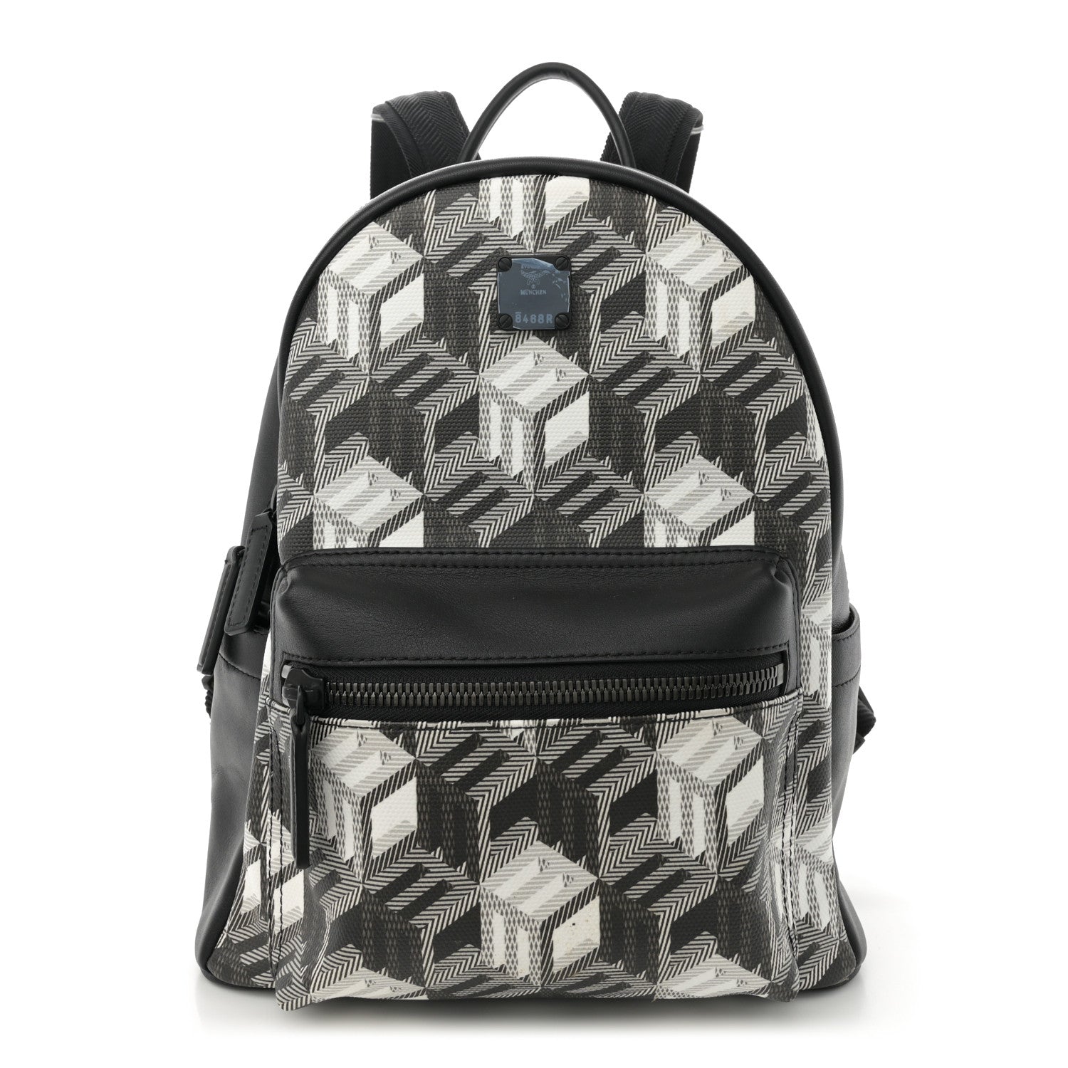 MCM Cubic Monogram Medium Backpack Black White 1 of 12