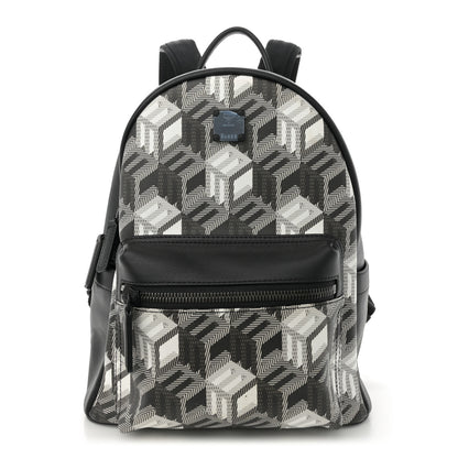 MCM Cubic Monogram Medium Backpack Black White 1 of 12