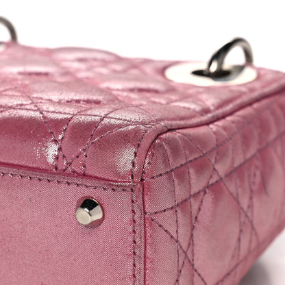 Christian Dior Metallic Lambskin Cannage Mini Lady Dior Rose Cherie 12 of 16