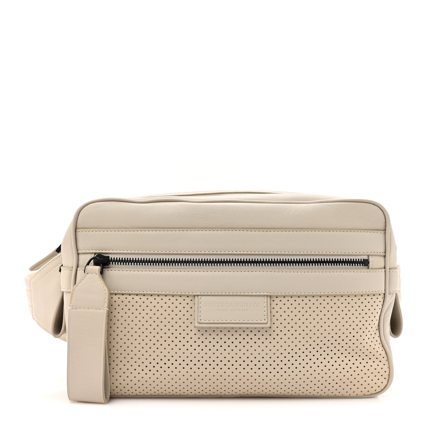 Perforated Calfskin Leggero Intrecciato Belt Bag Mist Plaster