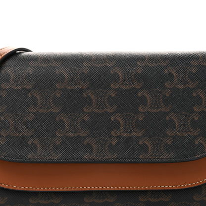 Celine Triomphe Canvas Lambskin Wallet On Strap Tan 7 of 12