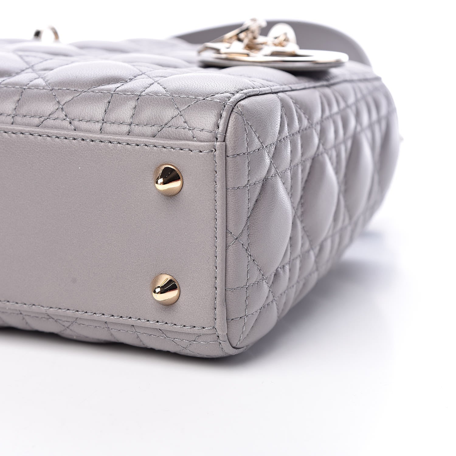 Christian Dior Lambskin Cannage Small My Lady Dior Gris 9 of 9