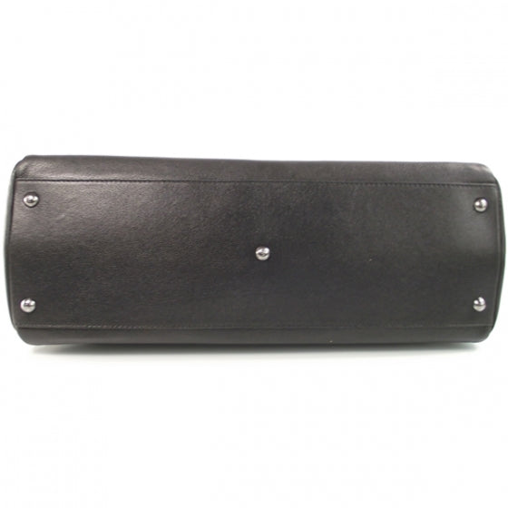 Goatskin Large Peekaboo Iconic Satchel Black Lampone