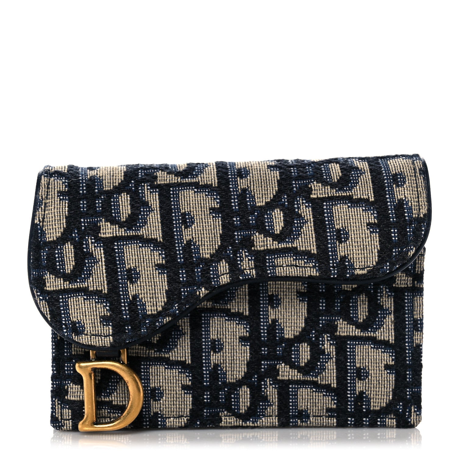 Christian Dior Oblique Saddle Card Holder Blue 1 of 7