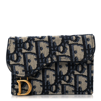 Christian Dior Oblique Saddle Card Holder Blue 1 of 7