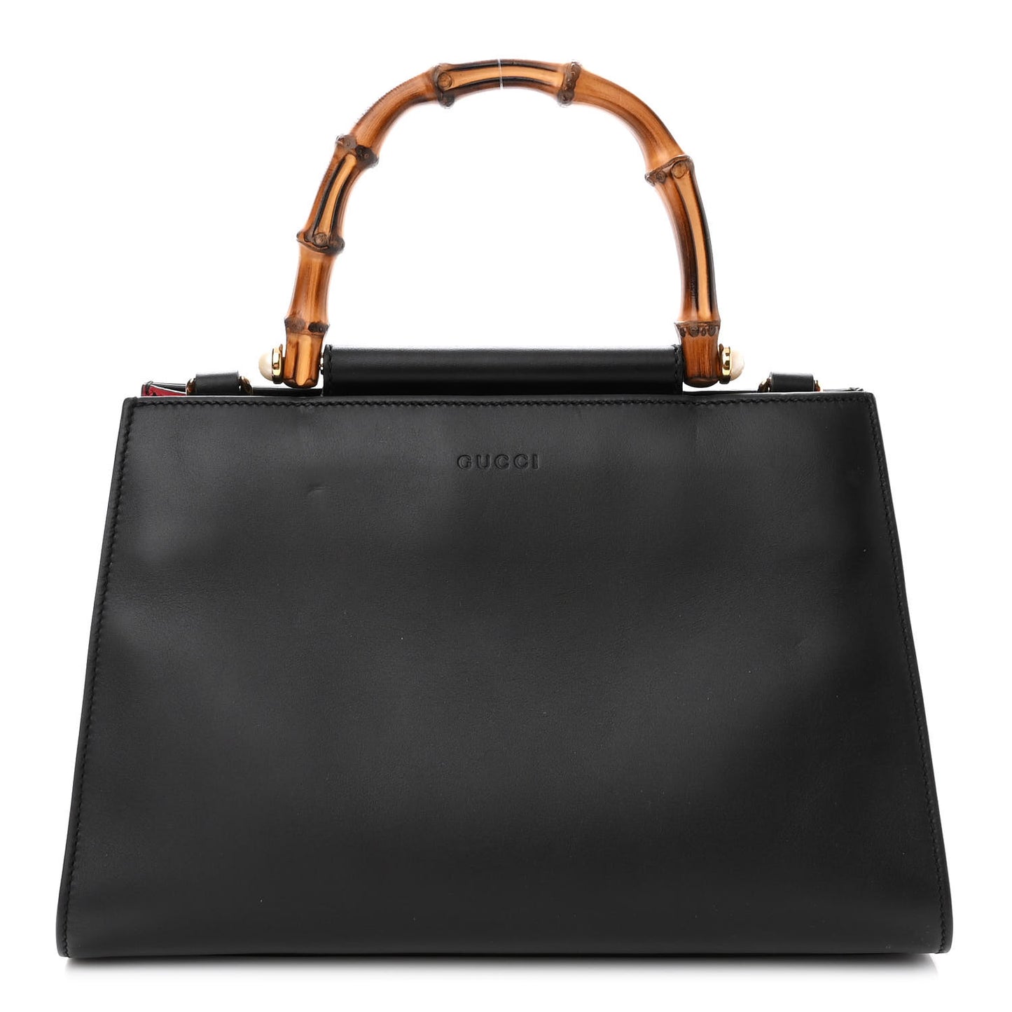 Nappa Bamboo Web Small Nymphaea Top Handle Bag Black