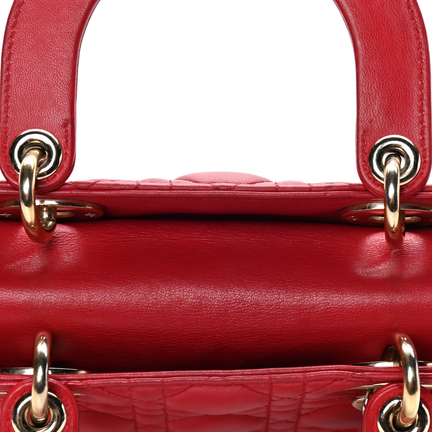 Lambskin Cannage Small Lucky Badges My Lady Dior Red