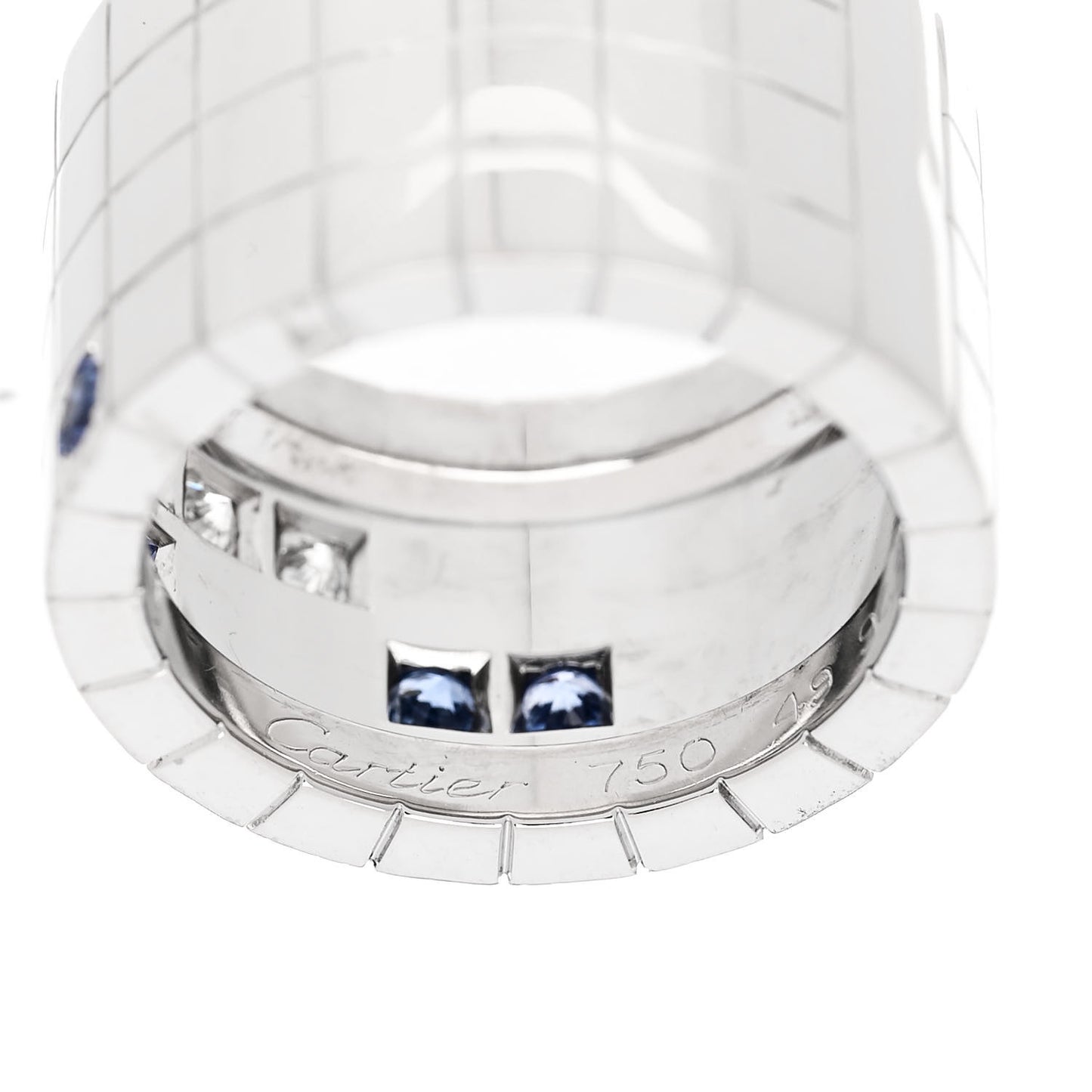 18K White Gold Diamond Sapphire Wide Lanieres Ring 49 5