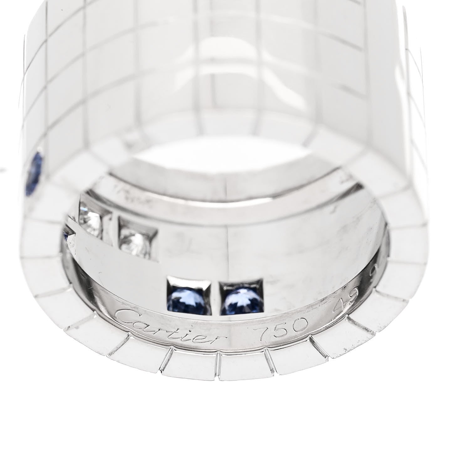 Cartier 18K White Gold Diamond Sapphire Wide Lanieres Ring 49 5 4 of 5
