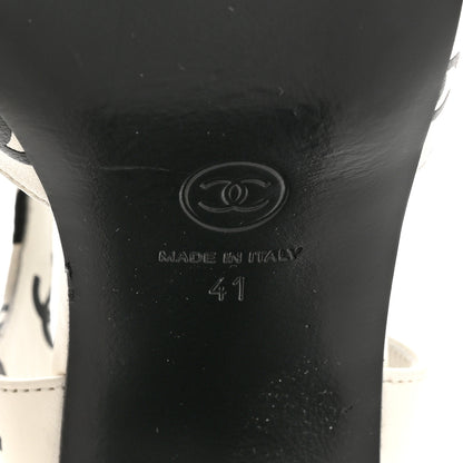 Chanel Lambskin Printed CC Sandals 41 White Black 8 of 12