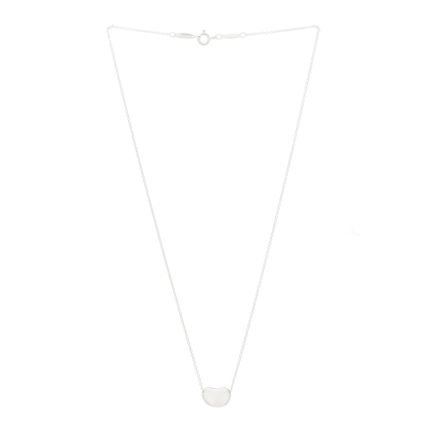 Tiffany Sterling Silver 11mm Elsa Peretti Bean Pendant Necklace 3 of 5