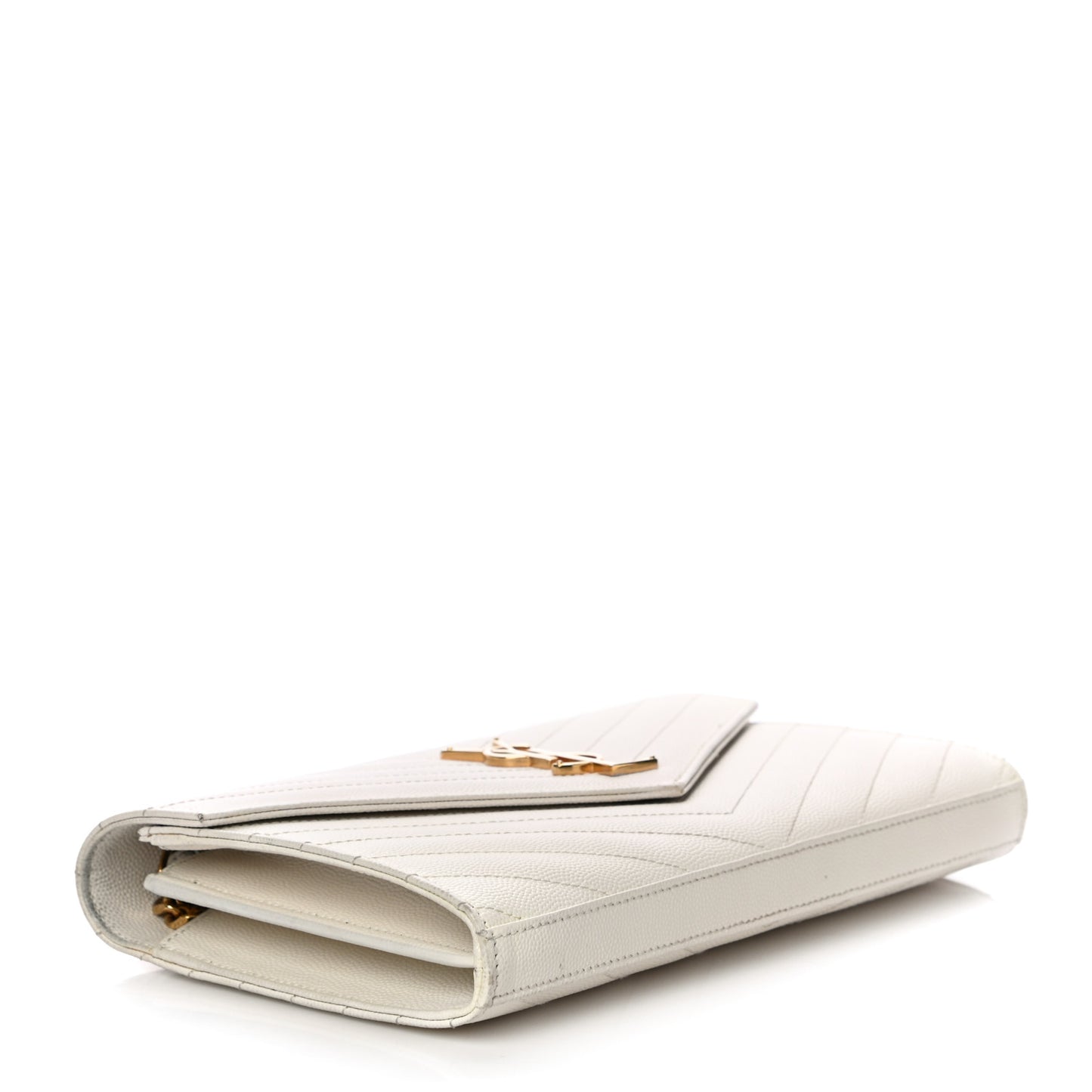 Grain De Poudre Matelasse Chevron Monogram Chain Wallet White