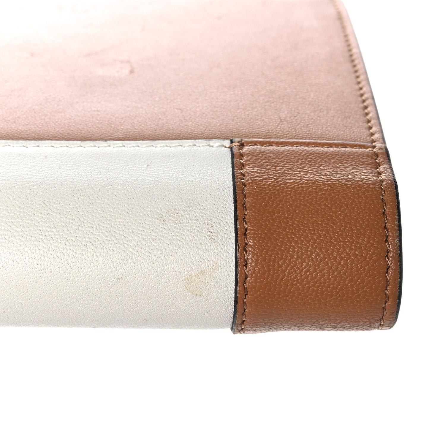 Smooth Lambskin Medium Frame Multifunction Wallet Tan Optic White