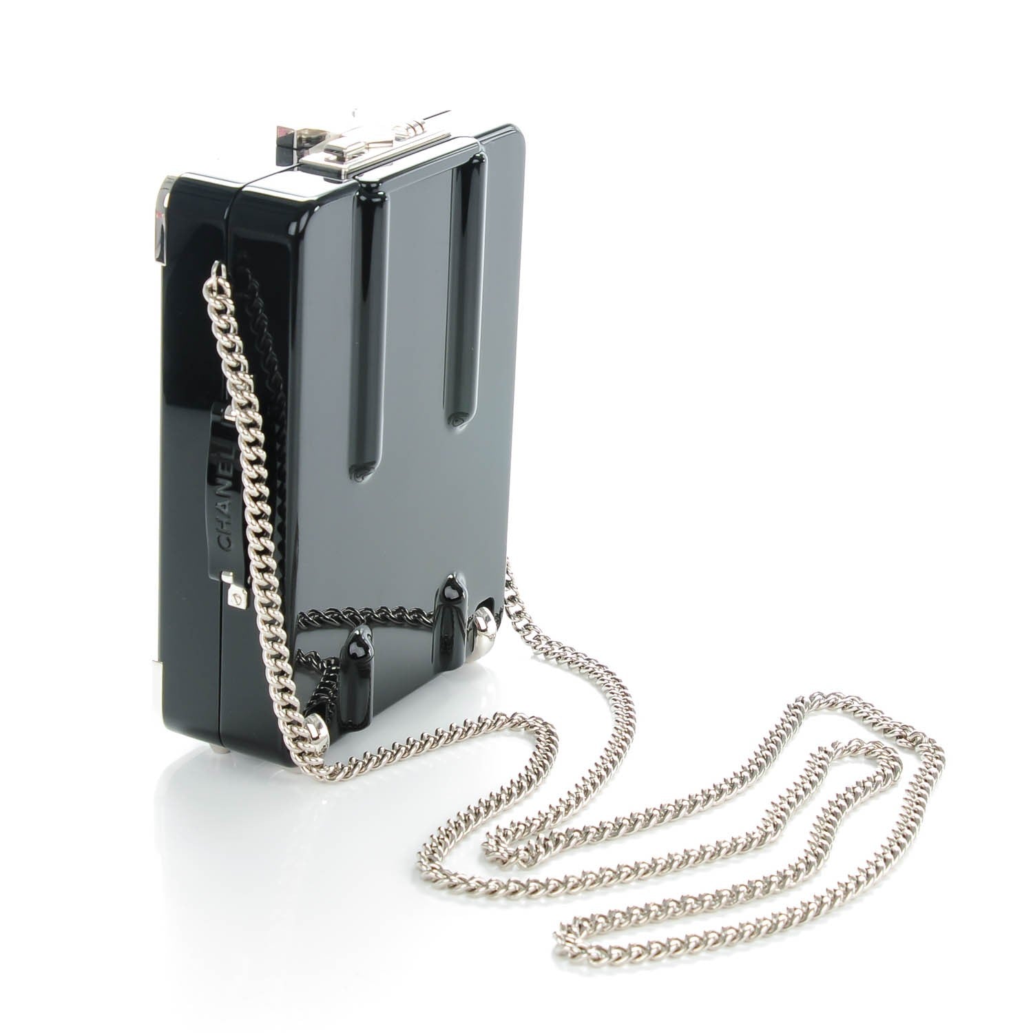 Chanel Resin Patent Trolley Minaudiere Clutch Black 4 of 7