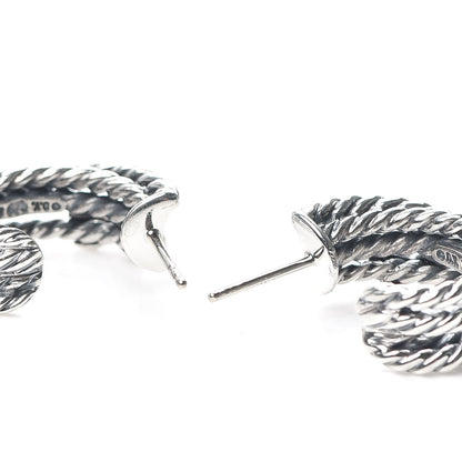 David Yurman Sterling Silver Diamond Crossover X Earrings 3 of 4