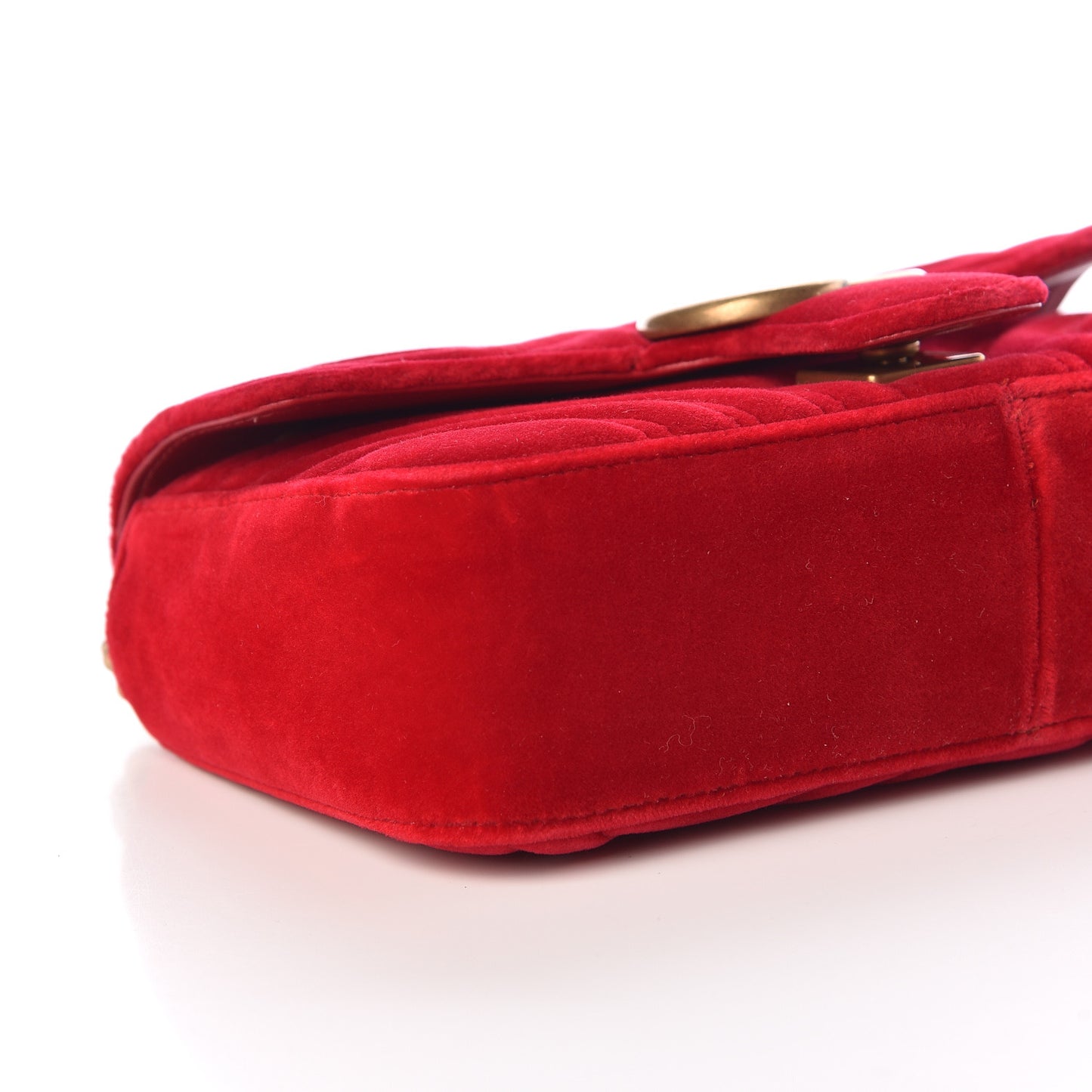 Velvet Matelasse Mini GG Marmont Shoulder Bag Hibiscus Red