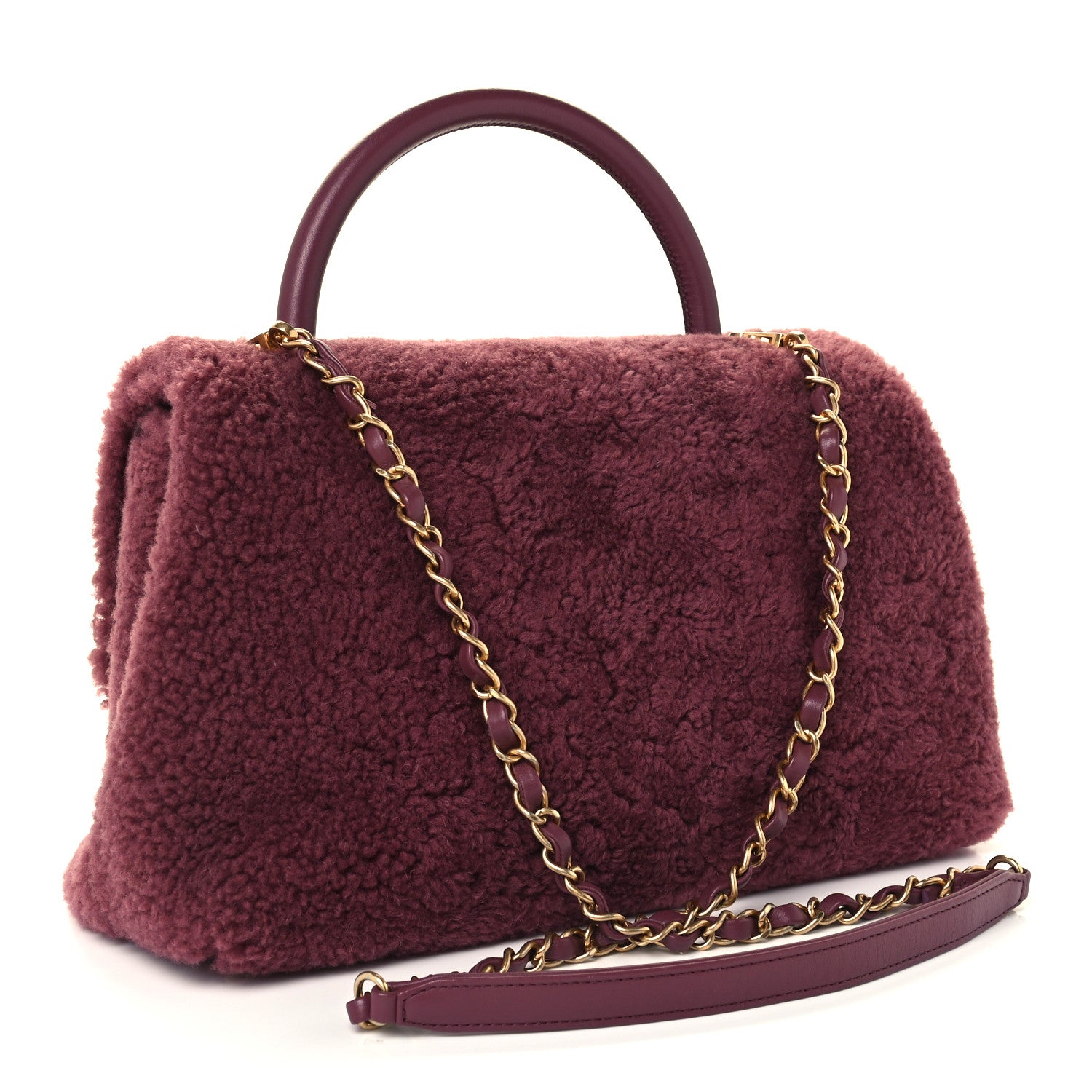 Chanel Shearling Lambskin Medium Coco Handle Flap Pink 2 of 10