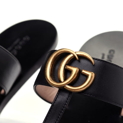 Gucci Calfskin GG Marmont Thong Sandals 40 Black 10 of 12