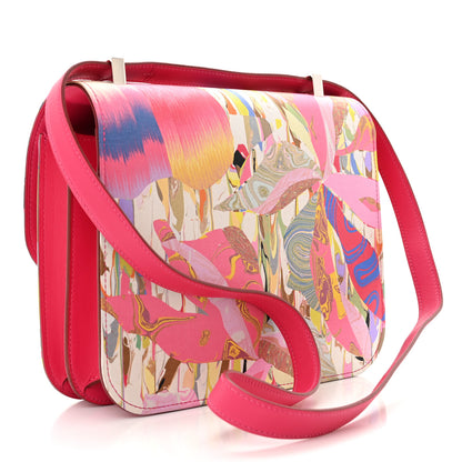 Hermes Swift Silk Marble Printed Constance 24 Rose Azalee Rose Mexico 3 of 10