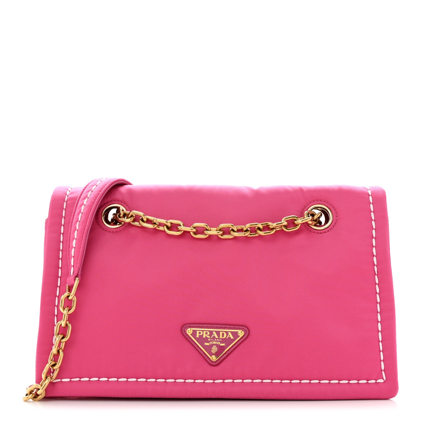 Nylon Tessuto Chain Shoulder Bag Fuxia