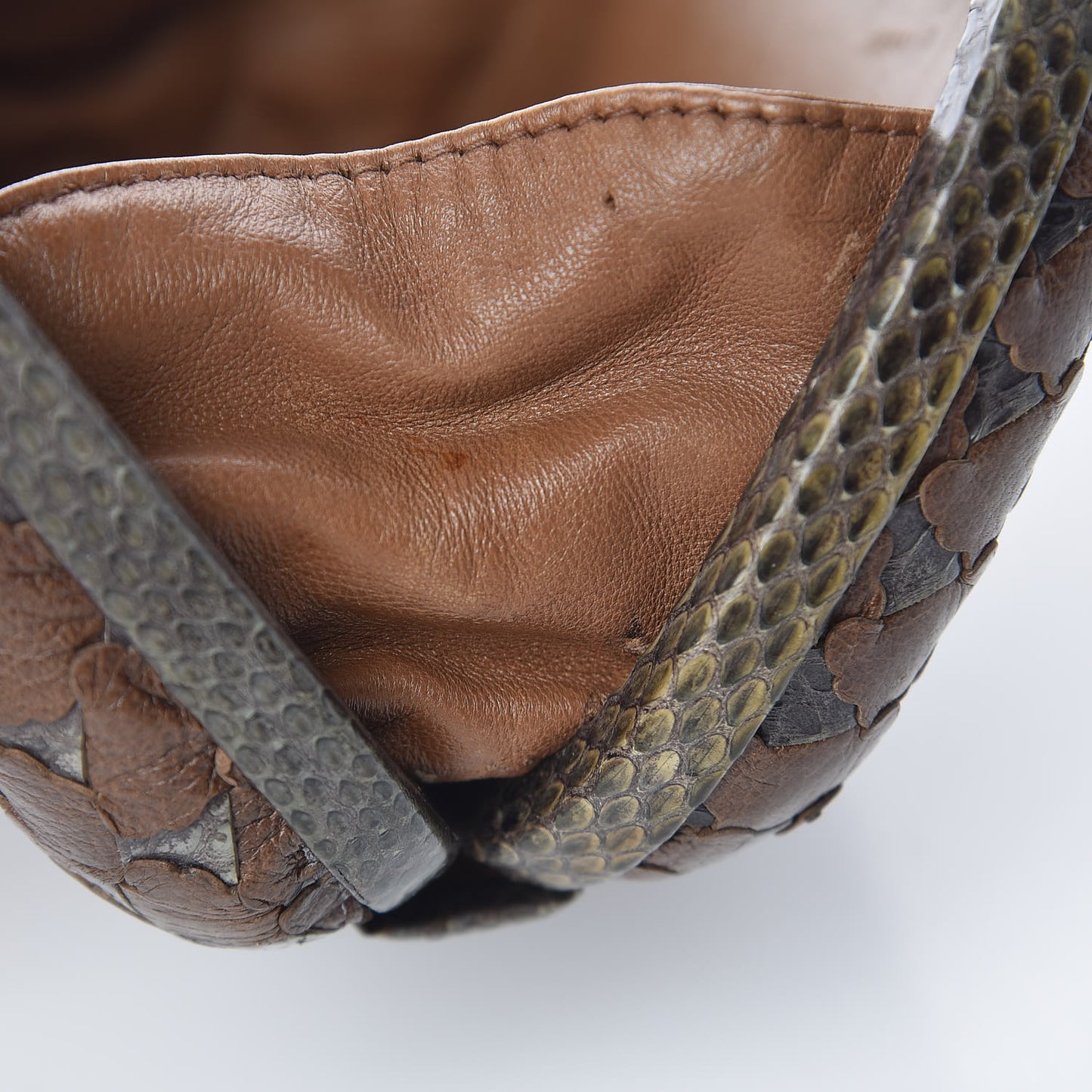 Ayers Grained Calfskin Intrecciato Knot Studded Clutch
