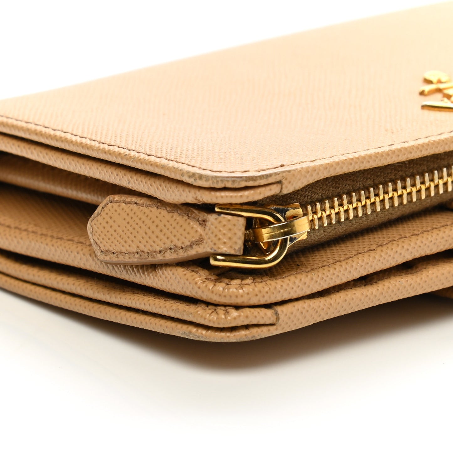 Saffiano Metal Compact Wallet Noisette