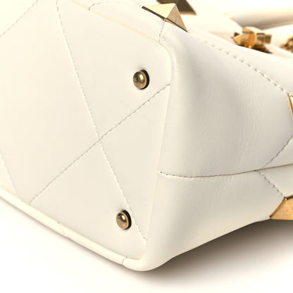 Valentino Garavani Nappa Small Roman Stud The Handle Bag Ivory 9 of 9