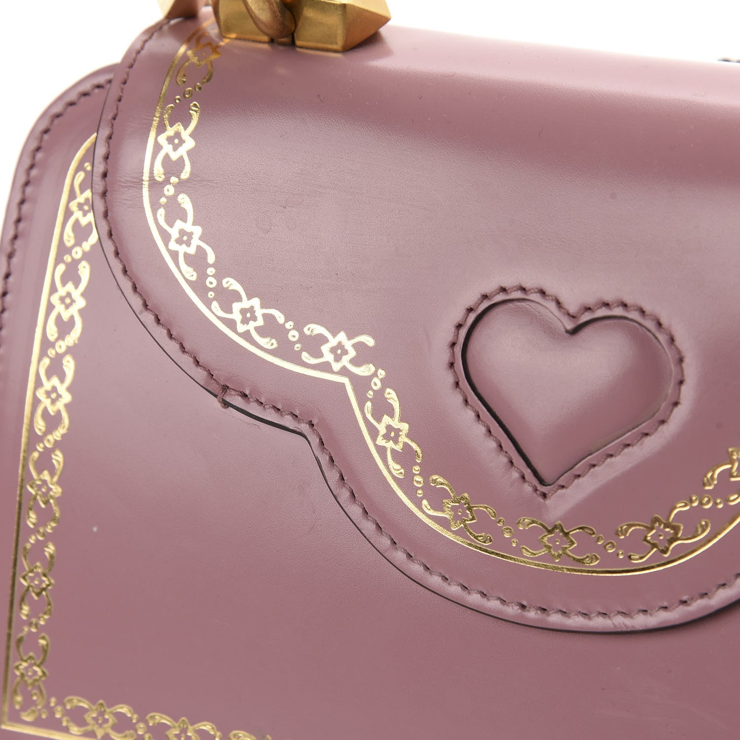 Gucci Calfskin Bamboo Crystal Mini Thiara Top Handle Bag Carmine Rose Gold 9 of 12