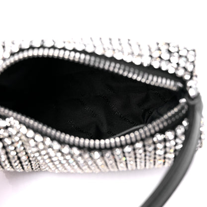 Alexander Wang Mesh Crystal Rhinestone Mini Heiress Pouch Black Silver 5 of 9