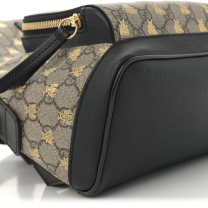 Gucci GG Supreme Monogram Bees Print Small Day Backpack Beige Oro Black 9 of 9