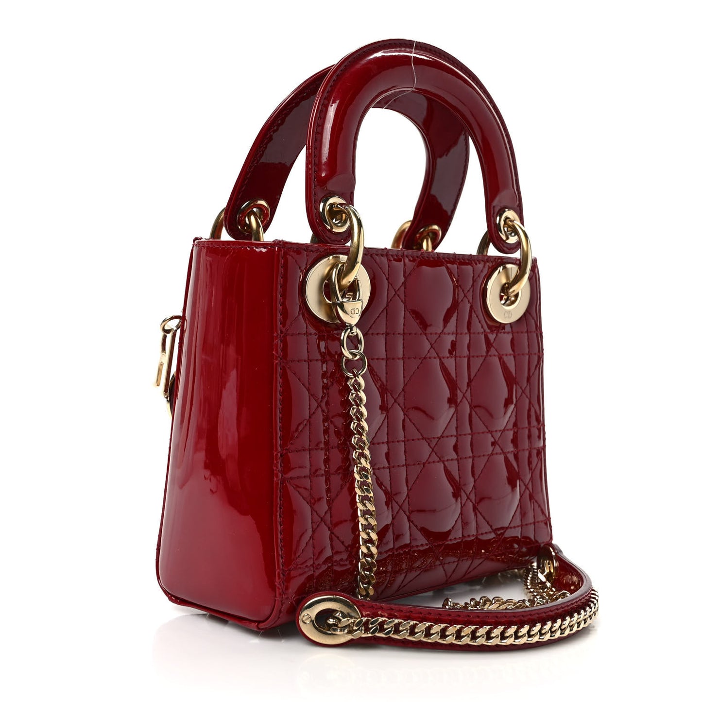 Patent Cannage Mini Lady Dior Red